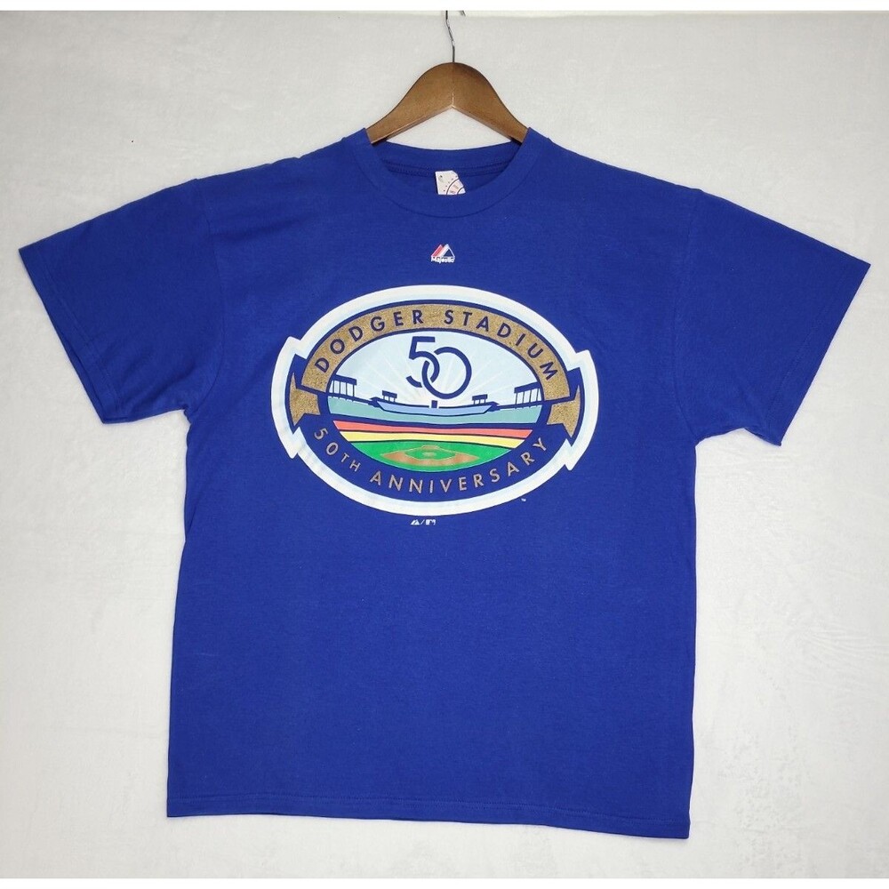 Los Angeles Dodgers Stadium 50th Anniversary Shirt Mens XL Blue Majestic NWT
